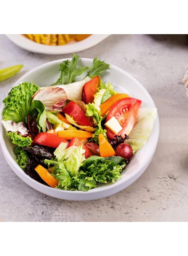 وعاء المعكرونة مجموعة من 4 وعاء المعكرونة السلطة وعاء الخدمة الضحلة الأبيض الصفائح والأوعية الخزفية الميكروويف وغسالة الصحون آمنة 28 أوقية - Image 5